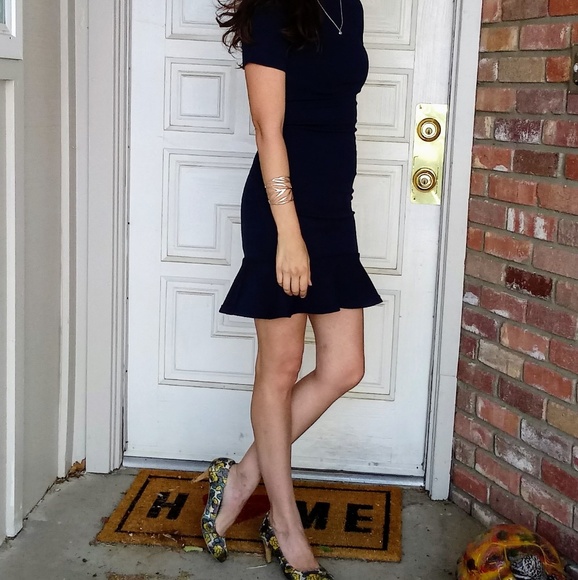 Dark Navy Ruffled Bodycon Dress - Picture 5 of 8